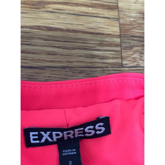 Express Womens Blazer Jacket Size 2 Hot Pink Stretch 1 Button Career Party - Picture 4 of 6